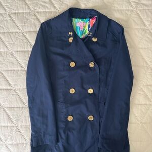 Lilly Pulitzer Navy Double-Breasted Coat